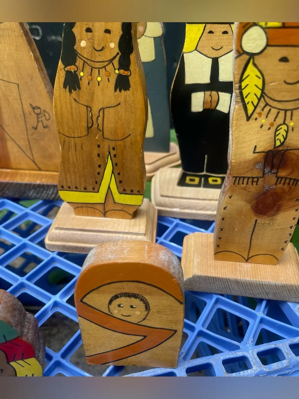 Vintage Primitive Handcrafted Thanksgiving Fall Display 7 Piece Vermont Folk Art